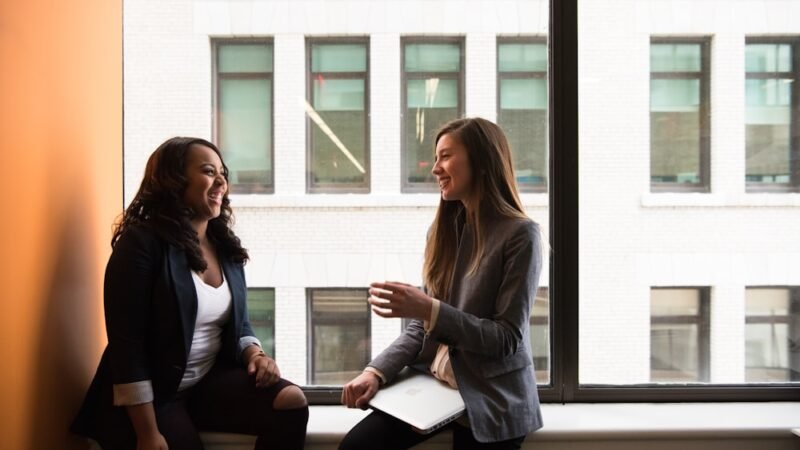 two women having a positive conversation